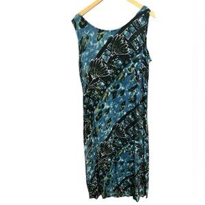 Hilo Hattie Hawaiian Original Vintage Rayon Maxi Dress Tropical Floral Blue XL